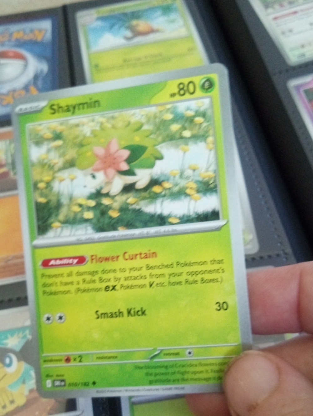 Pokemon Shaymin Card - Green and Yellow Artwork